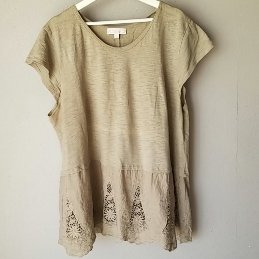 Weekend Suzanne Betro Linen Boho Top size 3X